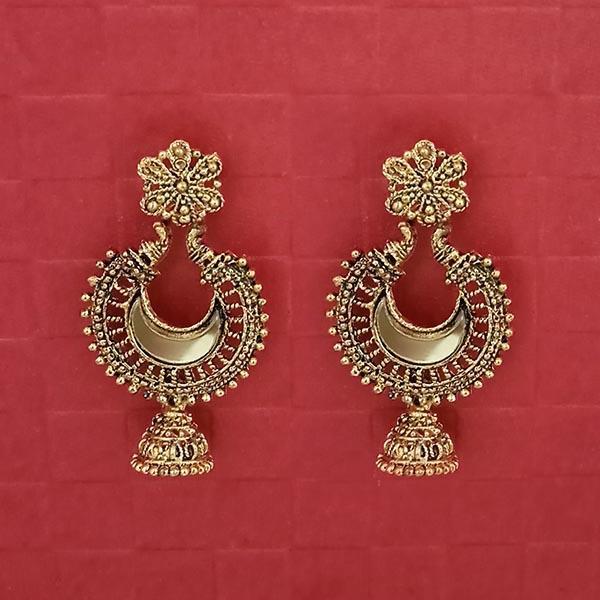 Jeweljunk Gold Plated Mirror Dangler Earrings - 1314749