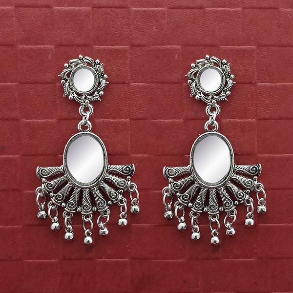 Jeweljunk Silver Plated Mirror Dangler Earrings - 1314756