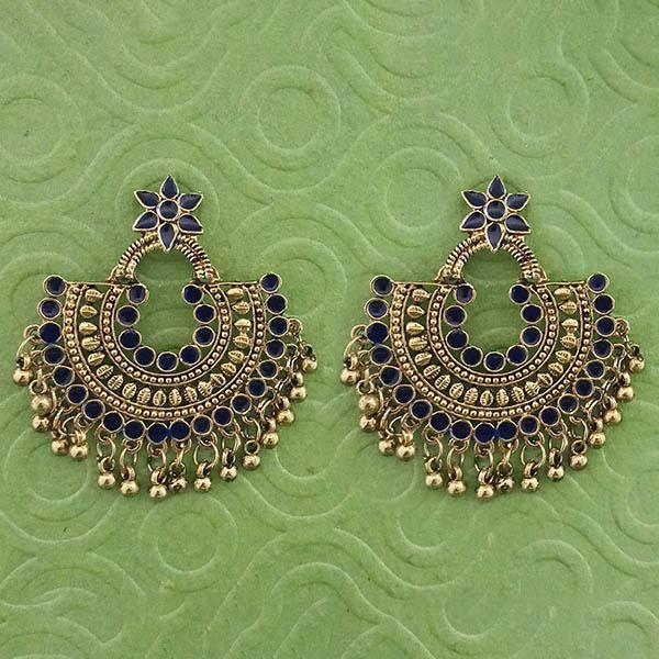 Jeweljunk Blue Meenakari Gold Plated Afghani Earrings - 1314790D