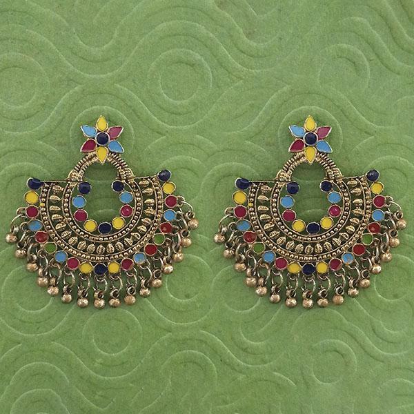Jeweljunk Multi Meenakari Gold Plated Afghani Earrings - 1314790H