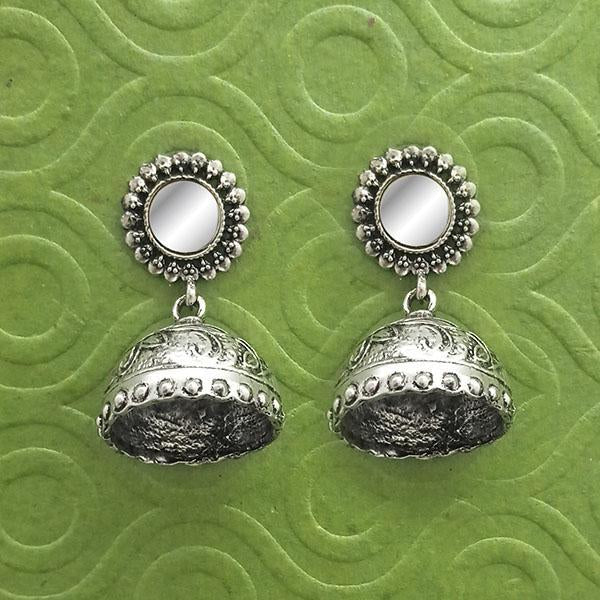 Jeweljunk Silver Plated Mirror Jhumki Earrings - 1314797B