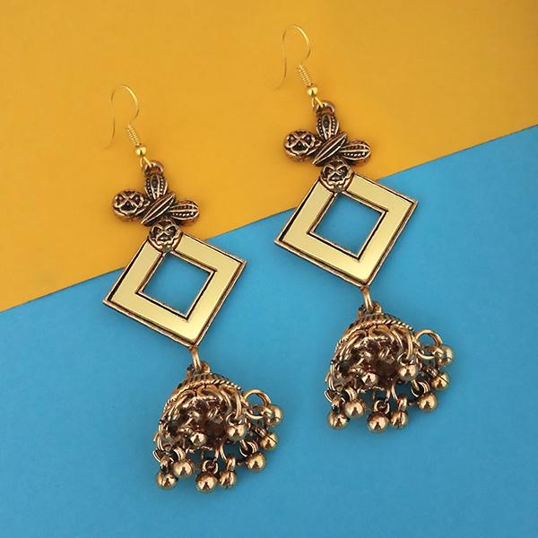 Tip Top Fashions Antique Gold Plated Mirror Jhumki Earring - 1314940B