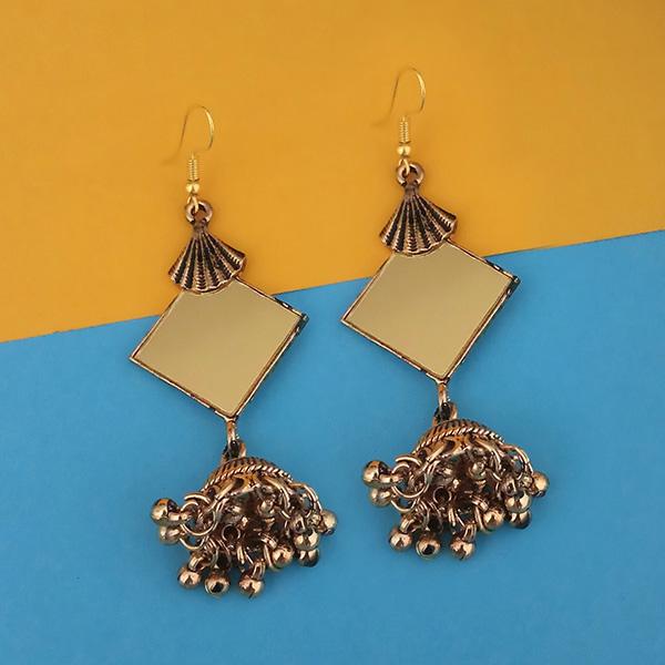 Tip Top Fashions Antique Gold Plated Mirror Jhumki Earring - 1314942B