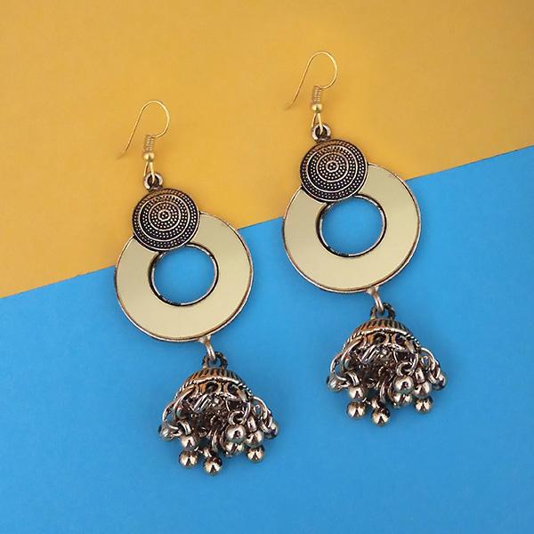 Tip Top Fashions Antique Gold Plated Mirror Jhumki Earrings - 1314944B