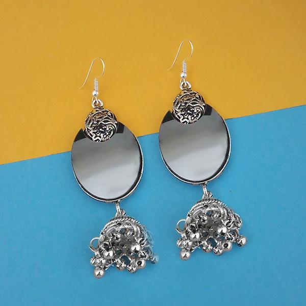 Tip Top Fashions Oxidised Plated Mirror Jhumki Earrings - 1314945