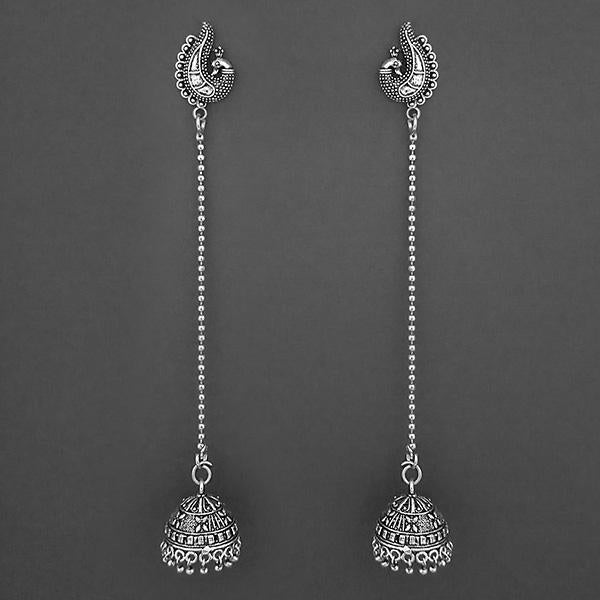 Jeweljunk Oxidised Chain Jhumki Earrings - 1315206