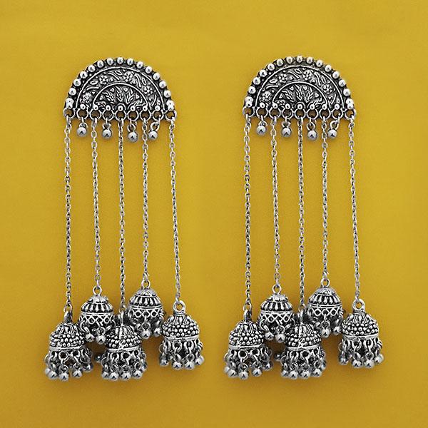 Jeweljunk Oxidised Plated Chain Jhumki Earrings - 1315221