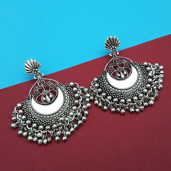 Jeweljunk Silver Plated Mirror Dangler Earrings - 1315302