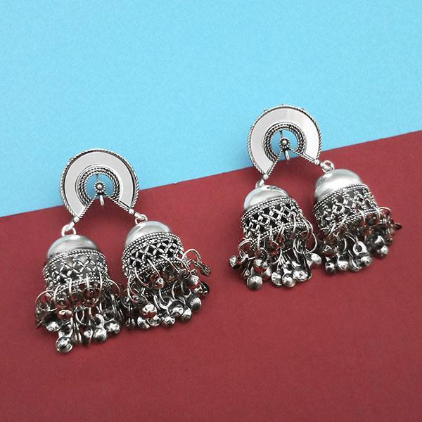 Jeweljunk Silver Plated Mirror Dangler Earrings - 1315314