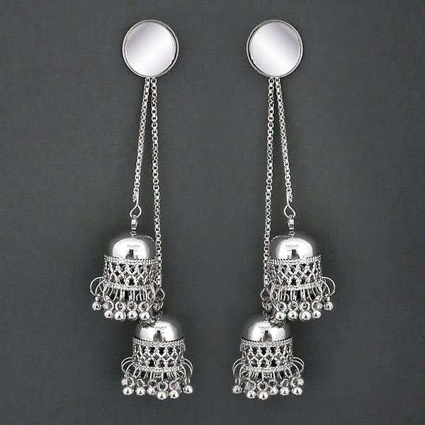 Tip Top Fashions Silver Plated Kashmiri Jhumka Earrings - 1315325