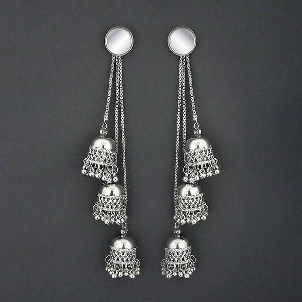 Jeweljunk Silver Plated Kashmiri Jhumka Earrings - 1315326