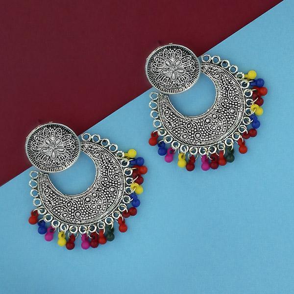 Jeweljunk Oxidised Plated Multi Beads Afghani Earrings - 1315328