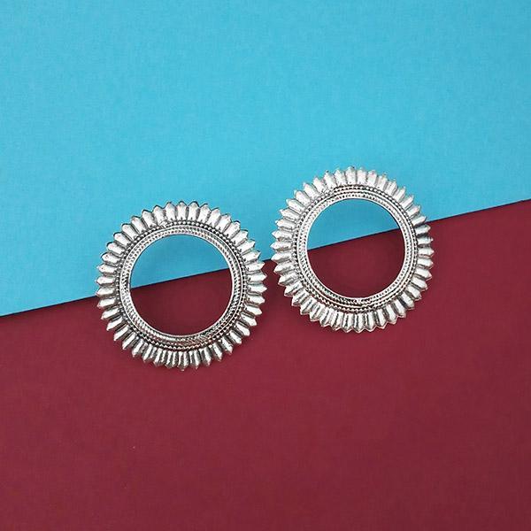 Jeweljunk Oxidised Plated Round Stud Earrings - 1315329