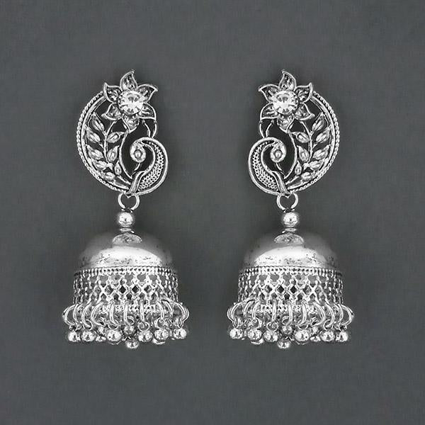 Jeweljunk Oxidised Plated Peacock Jhumki Earrings - 1315332