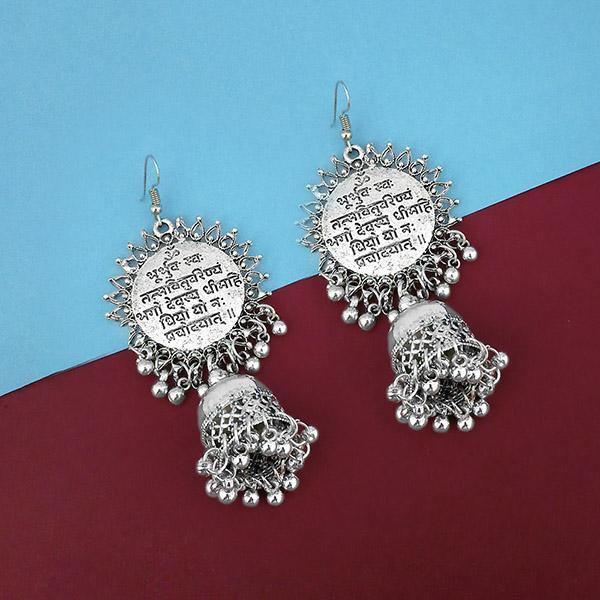 Tip Top Fashions Oxidised Plated Jhumki Earrings - 1315333