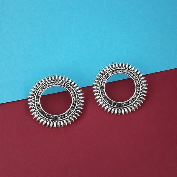 Jeweljunk Oxidised Plated Round Stud Earrings - 1315342