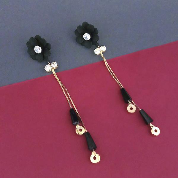 Urthn Black Floral Gold Plated Dangler Earrings - 1315702A