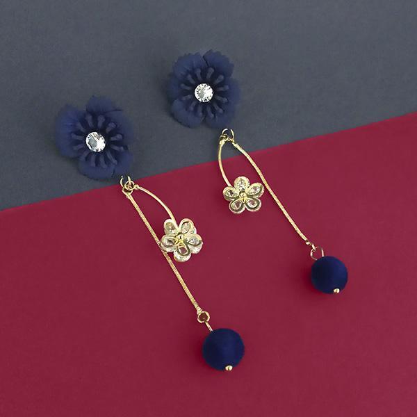 Urthn Blue Floral Austrian Stone Dangler Earrings - 1315706A