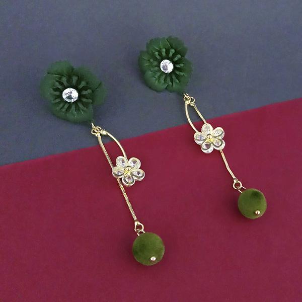 Urthn Green Floral Austrian Stone Dangler Earrings - 1315706F
