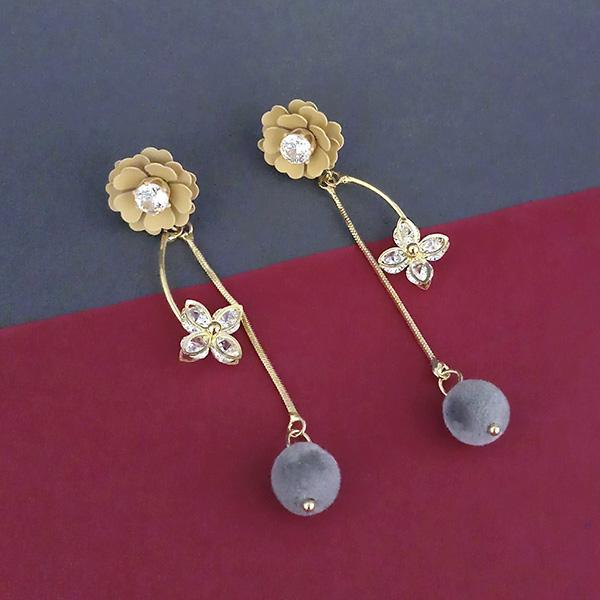 Urthn Gold Plated Floral Dangler Earrings - 1315707C