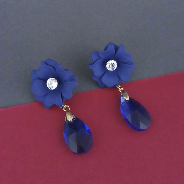Urthn Blue Floral Austrian Stone Dangler Earrings - 1315712A