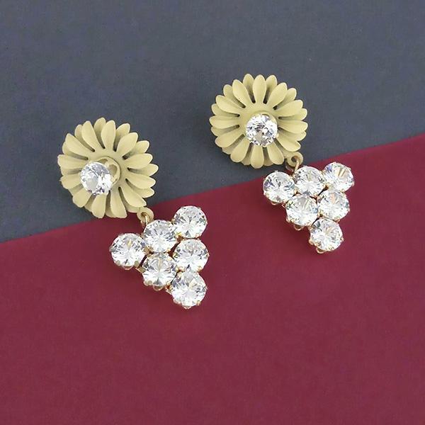 Urthn Yellow Floral Austrian Stone Dangler Earrings - 1315713C