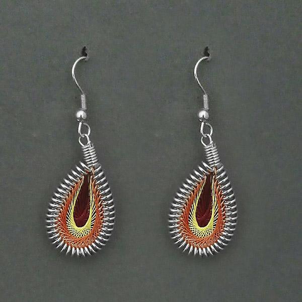 Tip Top Fashions Rhodium Plated Yellow Thread Dangler Earrings - 1316101O