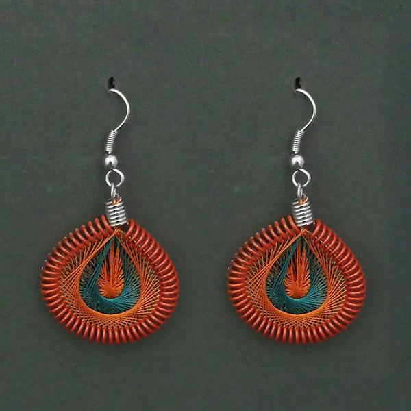 Tip Top Fashions Rhodium Plated Red Thread Dangler Earrings - 1316104F