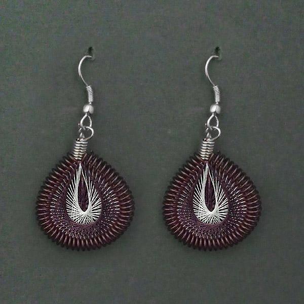 Tip Top Fashions Rhodium Plated Purple Thread Dangler Earrings - 1316104G