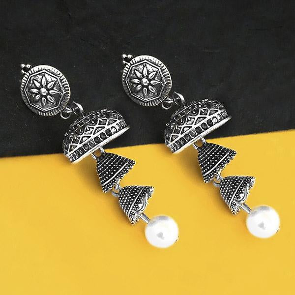 Jeweljunk Oxidised Plated Jhumki Earrings - 1316216B