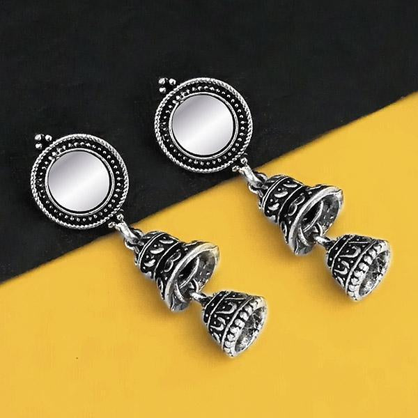 Jeweljunk Oxidised Plated Mirror Jhumki Earrings - 1316219B