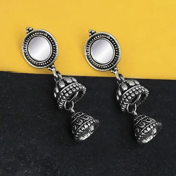 Jeweljunk Oxidised Plated Mirror Jhumki Earrings - 1316224B