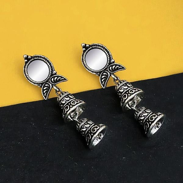 Jeweljunk Oxidised Plated Mirror Jhumki Earrings - 1316225B