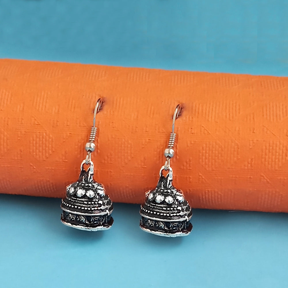 Kriaa Oxidised Jhumki Black Earrings