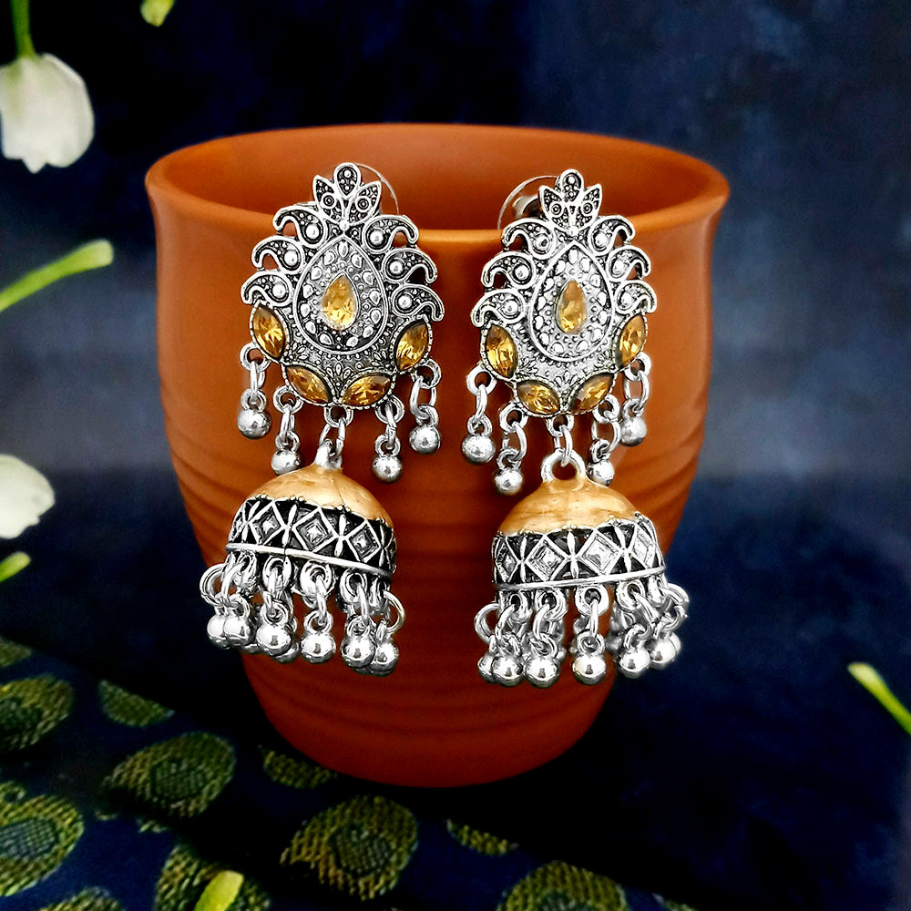 JewelJunk Brown Oxidized Plated Jhumka