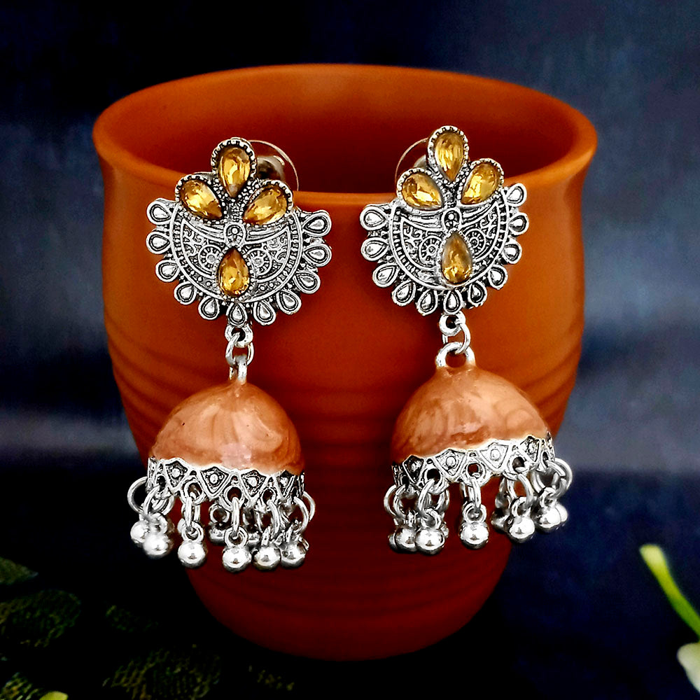 JewelJunk Brown Oxidized Plated Jhumka