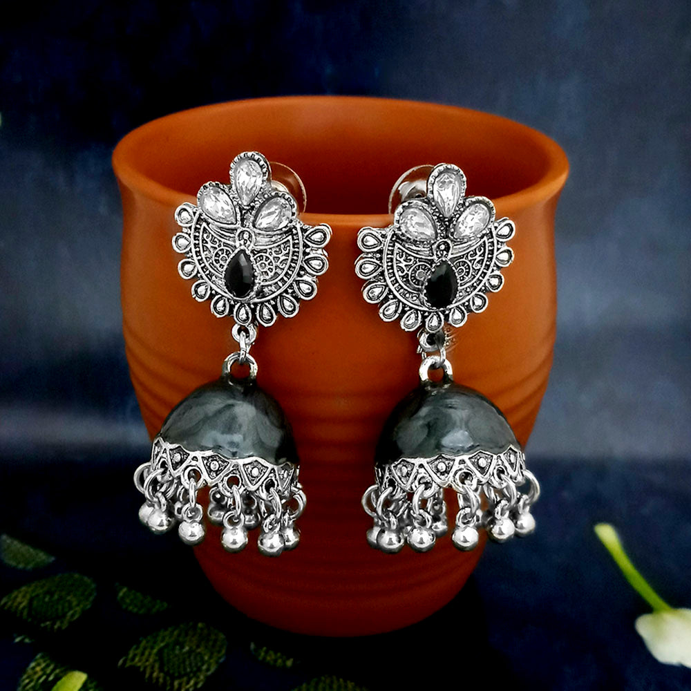 JewelJunk Black Oxidized Plated Jhumka