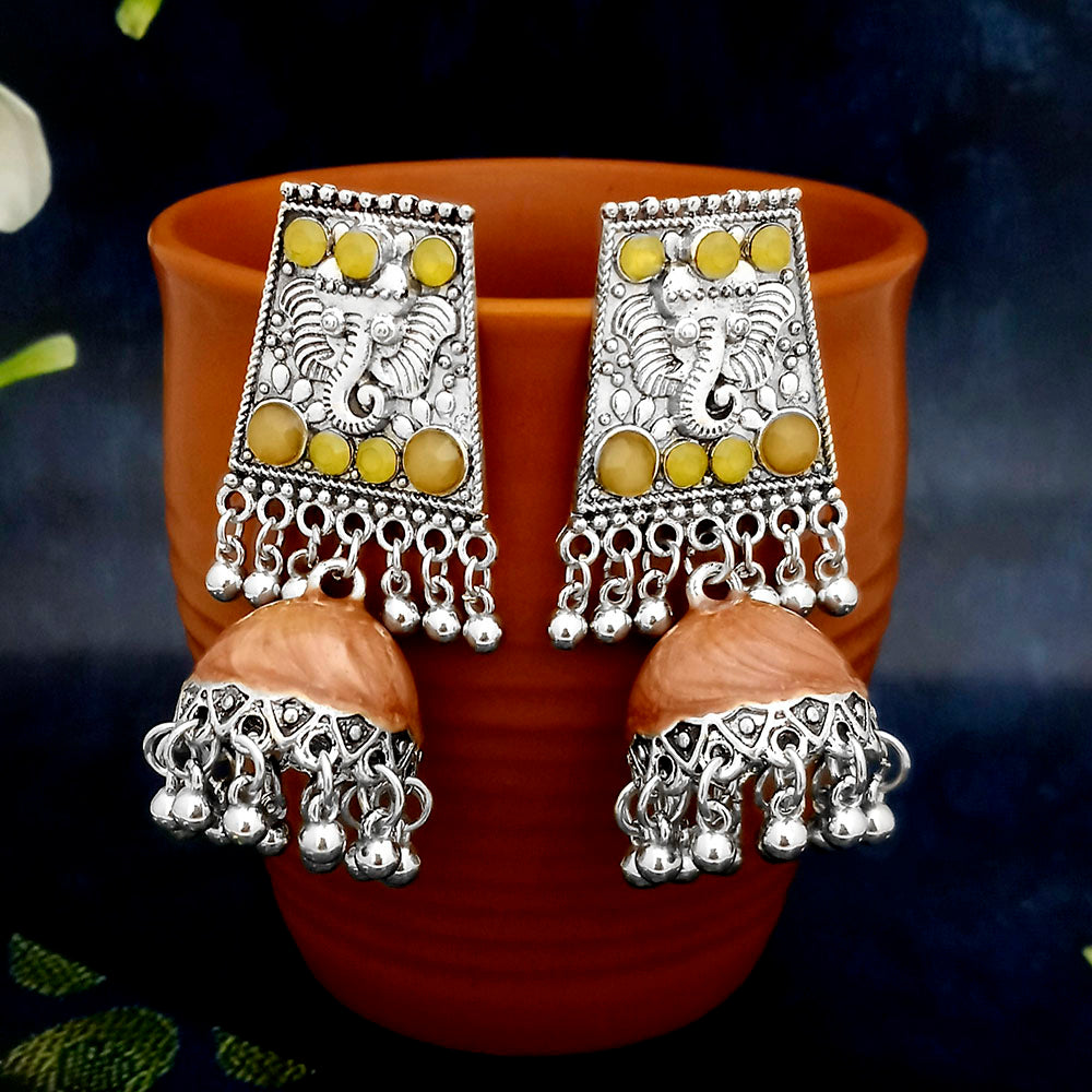 JewelJunk Brown Oxidized Plated Jhumka