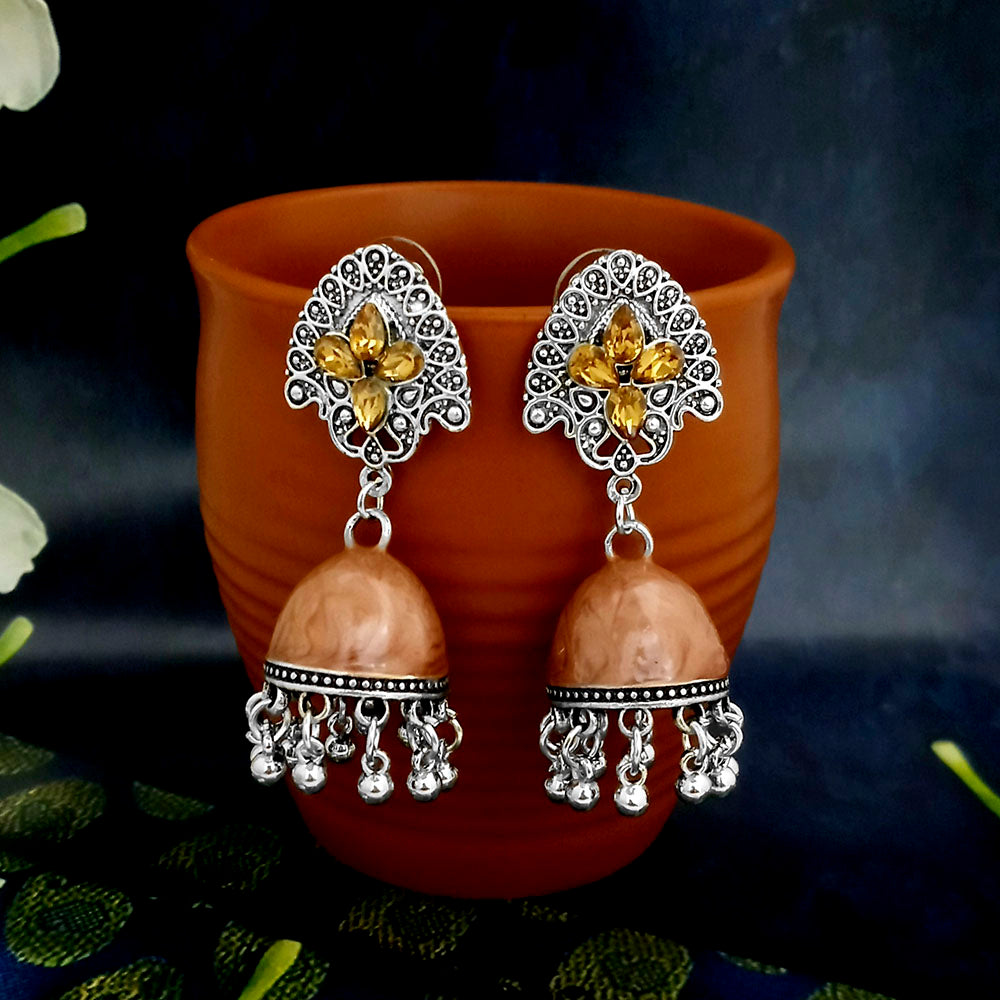 JewelJunk Brown Oxidized Plated Jhumka