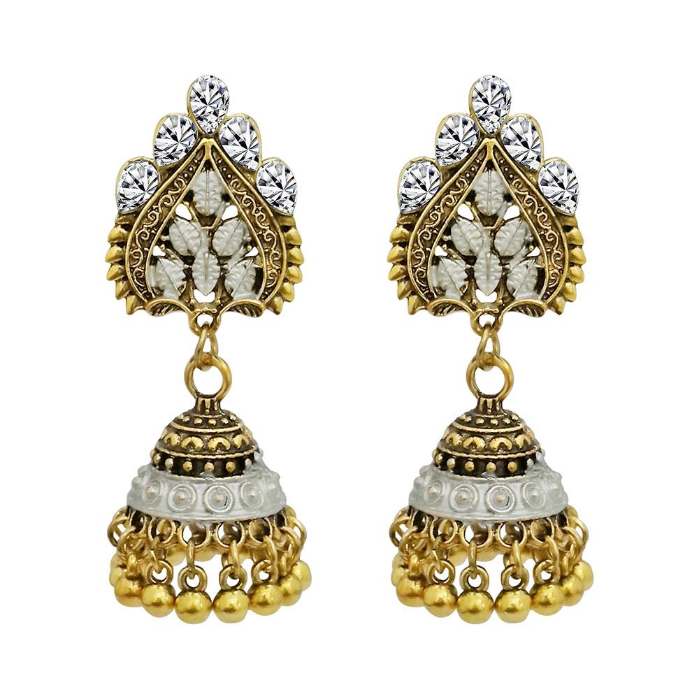 Jeweljunk Gold Oxidised Plated Jhumki Earrings -1317815