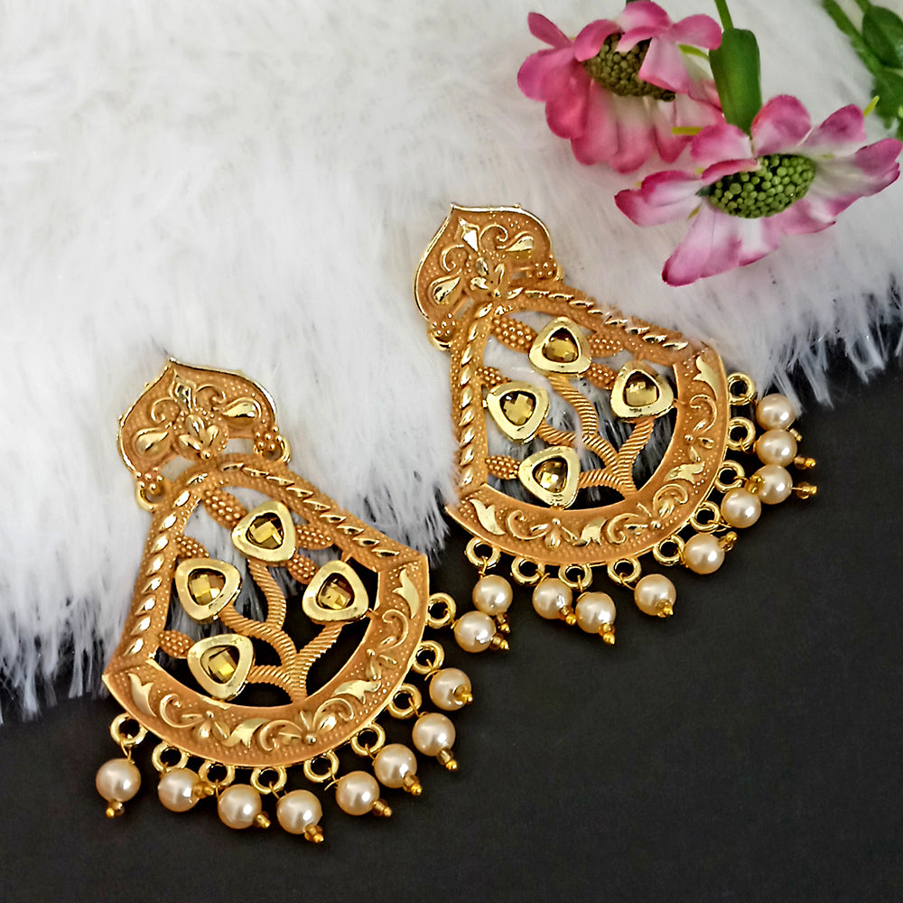 Woma Matte Yellow Meenakari Dangler Beads Drop Earrings