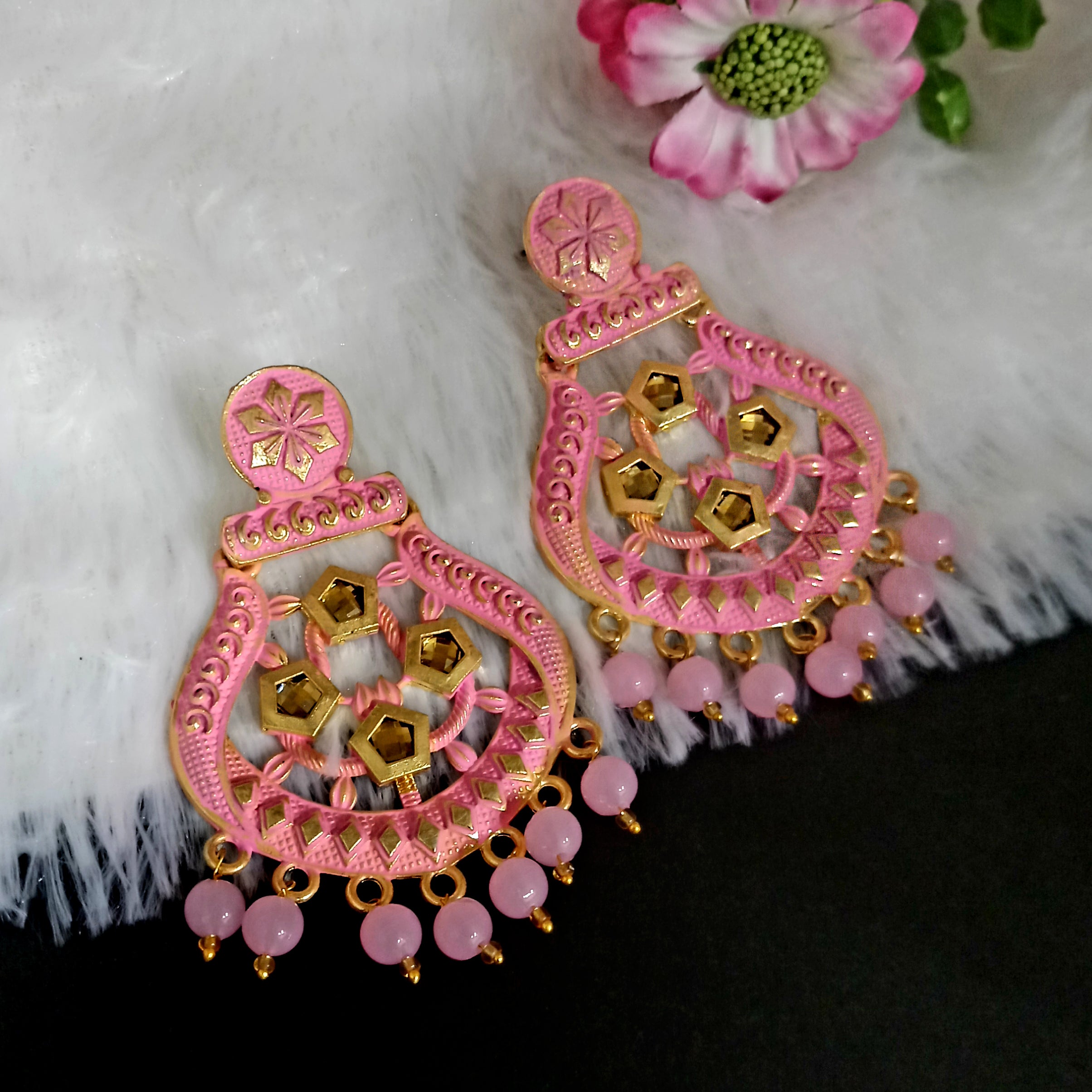 Amina Creation Gold Plated Meenakari Dangler Earrings Assorted Color