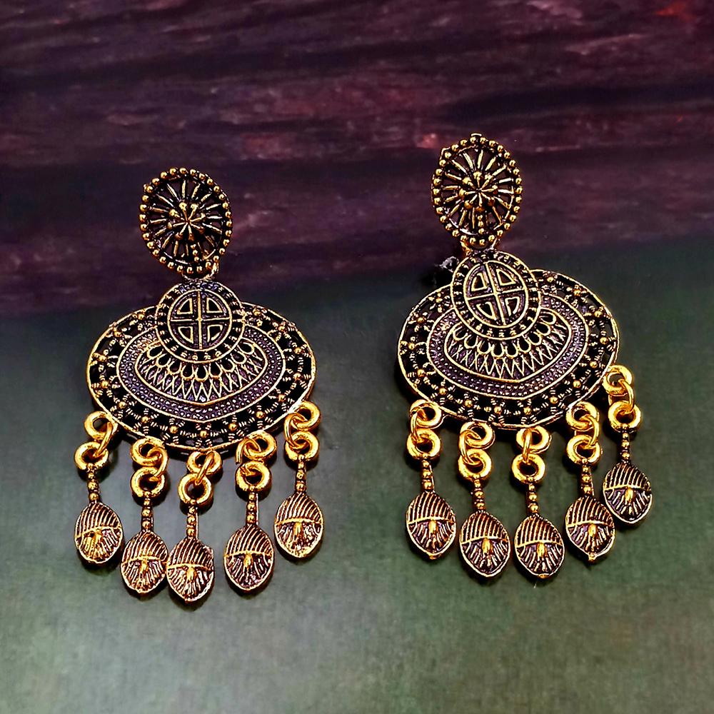 Woma Antiqe Gold Plated Dangler Earrings - 1318213A