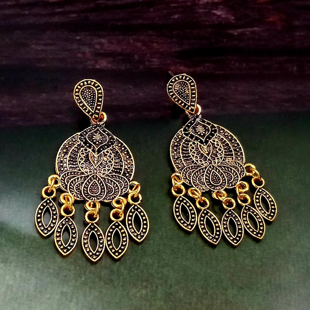 Woma Antiqe Gold Plated Dangler Earrings - 1318215A
