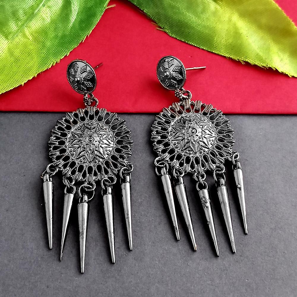 Woma Oxidised Plated Dangler Earrings - 1318281
