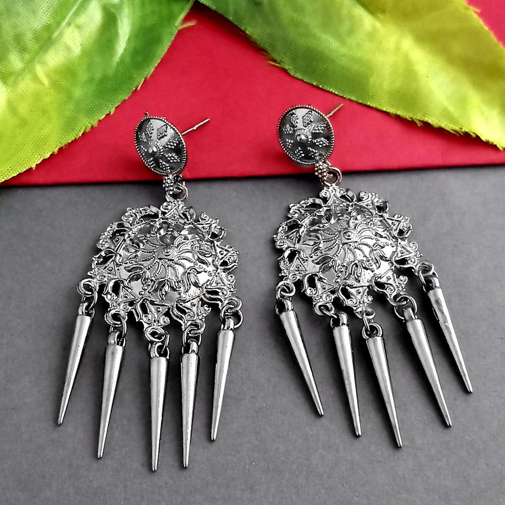Woma Oxidised Plated Dangler Earrings - 1318282
