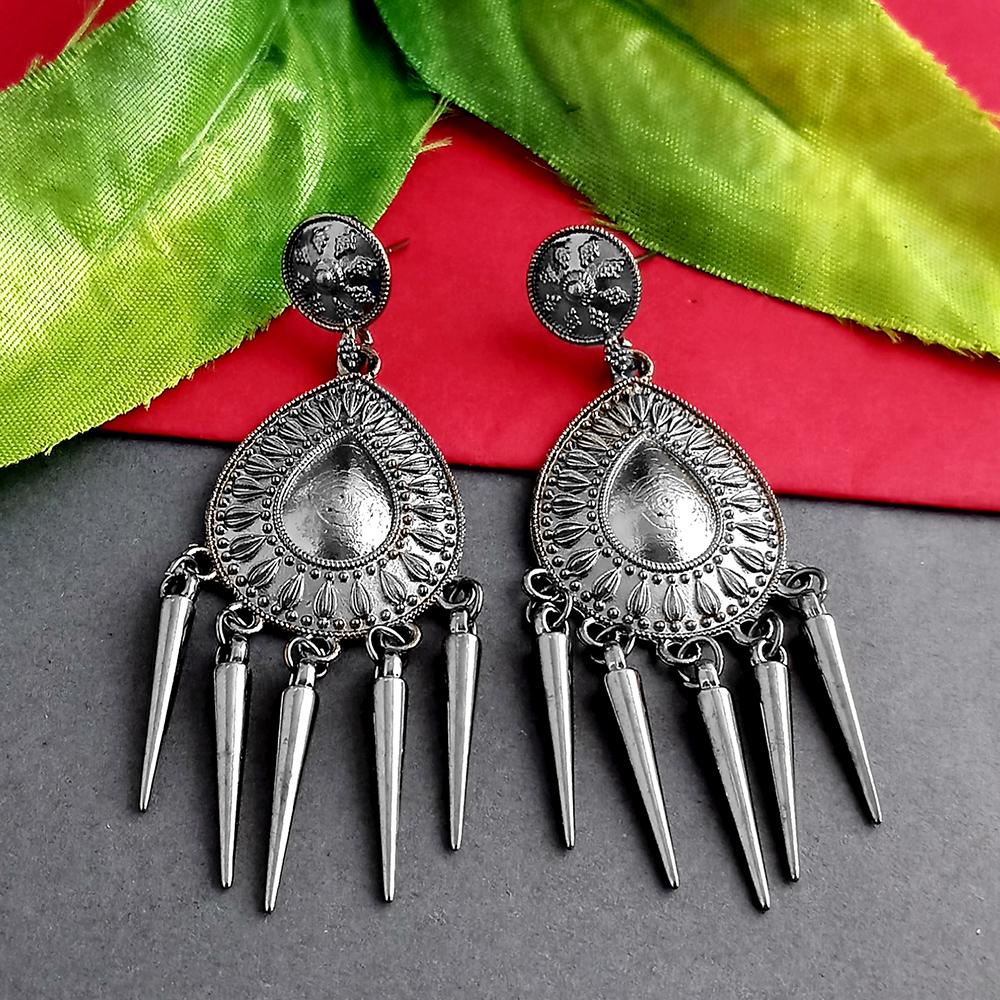 Woma Oxidised Plated Dangler Earrings - 1318283