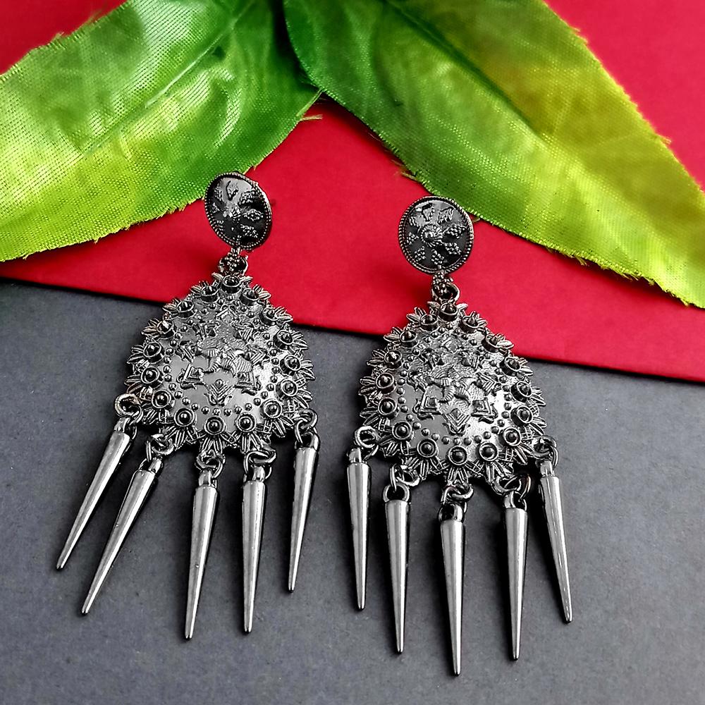 Woma Oxidised Plated Dangler Earrings - 1318284