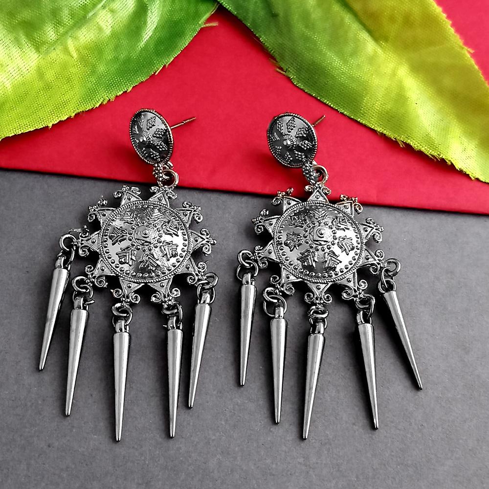 Woma Oxidised Plated Dangler Earrings - 1318286