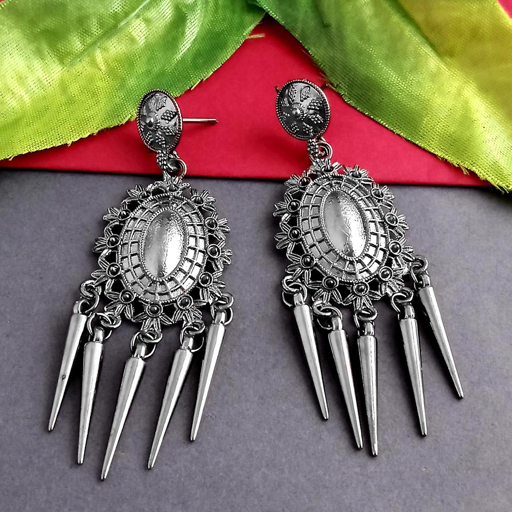 Woma Oxidised Plated Dangler Earrings - 1318289